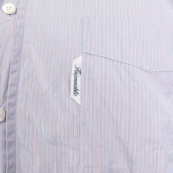 Faconnable Shirt Mens XL 17.5 Blue Pinstripe Classique Cotton Button UP Dress - Picture 3 of 10